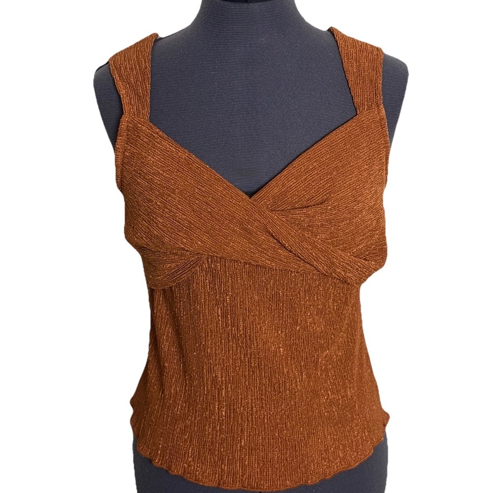 Anthropologie Metallic Twist Front‎ Tank Top Sunday in Brooklyn Womens XS Copper